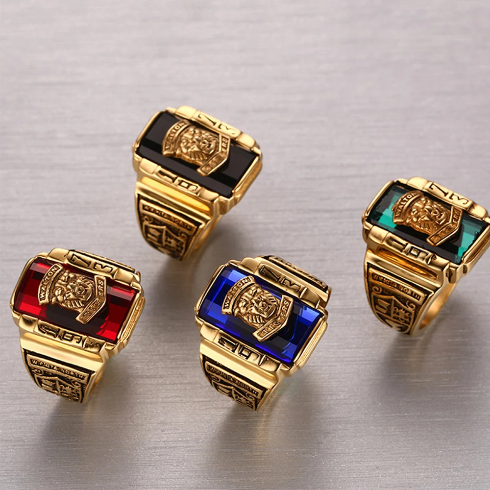 JHSL большое мужское кольцо с зеленым камнем из нержавеющей стали модное ювелирное