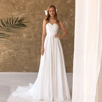 2022 a line wedding dress custom simple satin wedding gowns sweetheart sleeveless pleat beach bridal dresses