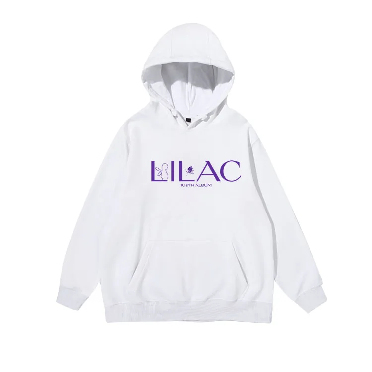 

Kpop IU 5th mini album LILAC same printing pullover loose hoodies fashion unisex fleece/thin sweatshirt 4 colors