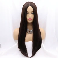 black long straight synthetic full machine made brown blonde wig burgundy synthetic wigs glueless straight curly middlepart hair