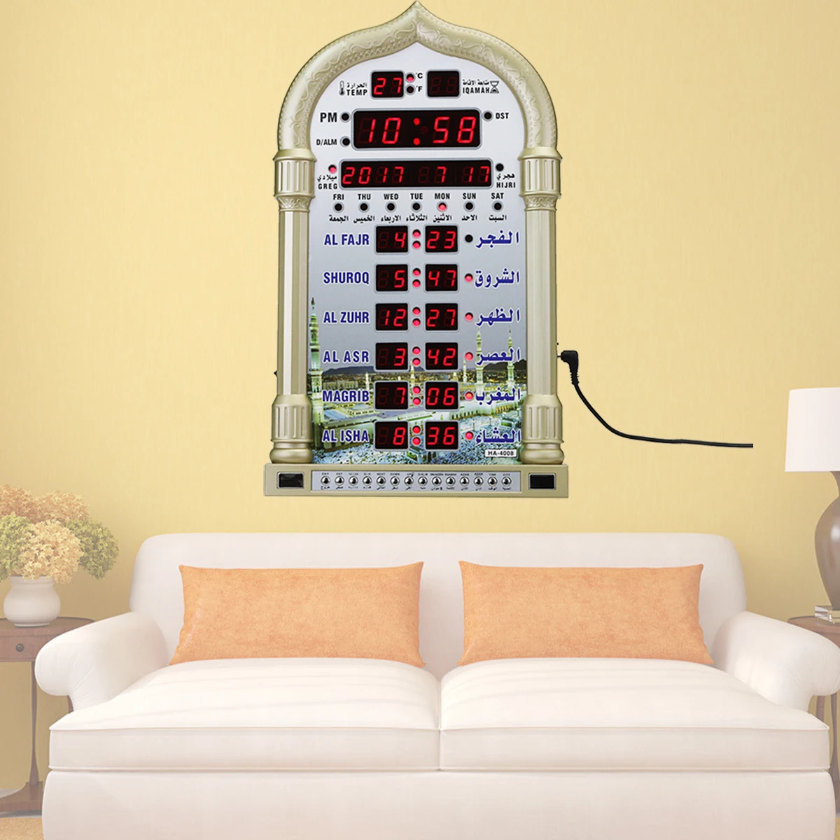 new Digital Home Decor Gift Azan Clock Mosque Ramadan Muslim Prayer Islamic Music Playing Time Reminding Calendar LED | Дом и сад