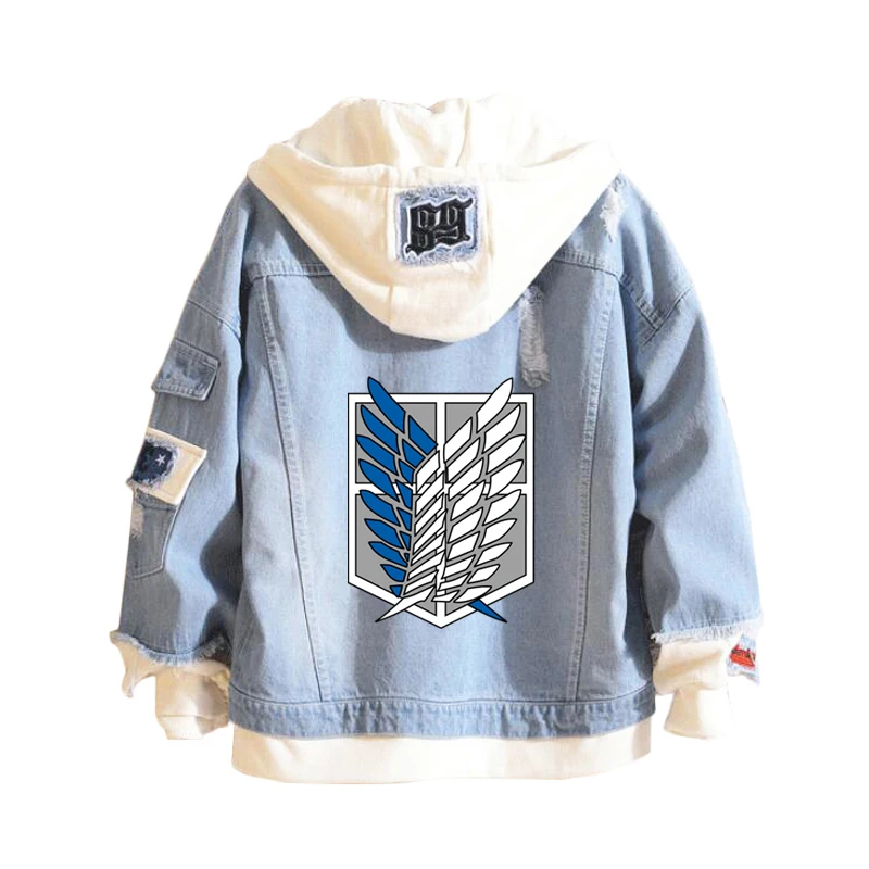 

Attack on Titan Denim Jacket Women/Men Jeans Hoodie Sweatshirt Anime Eren Jaeger Levi Titans Attack Clothing Men Women Cosplay