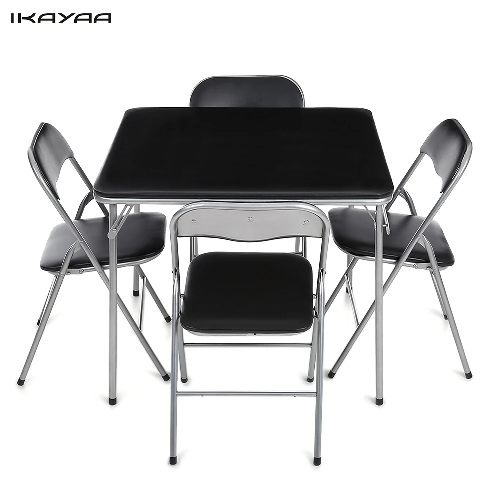 iKayaa Metal Folding Kitchen Dining Table Chair Set Outdoor Camping Picnic Foldable Furniture 1pcs 4 pcs Chairs | Мебель