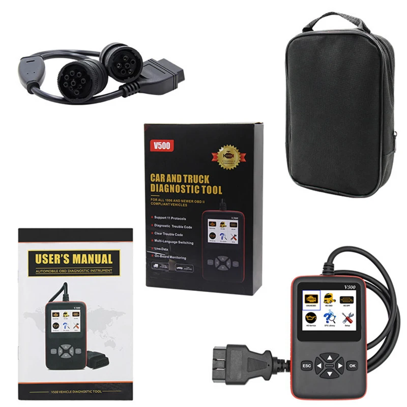 V500 диагностическое устройство для грузовиков и автомобилей 2 в 1 Obd Obd2 Cr Hd