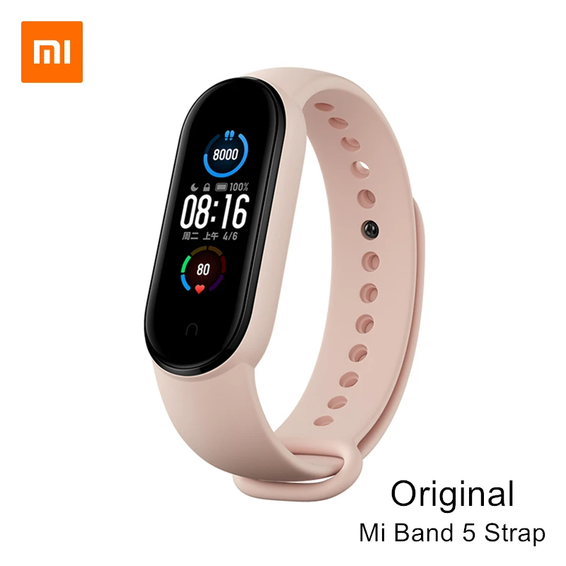 

Оригинальный ремешок для Xiaomi Mi Band 5, розовый ограниченный зеленый браслет, совместимый с Mi Smart Band 5 NFC