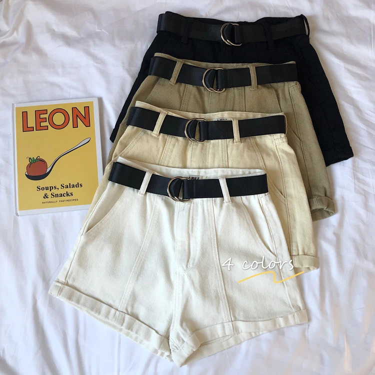 Женские джинсовые шорты с завышенной талией универсальные обтягивающие