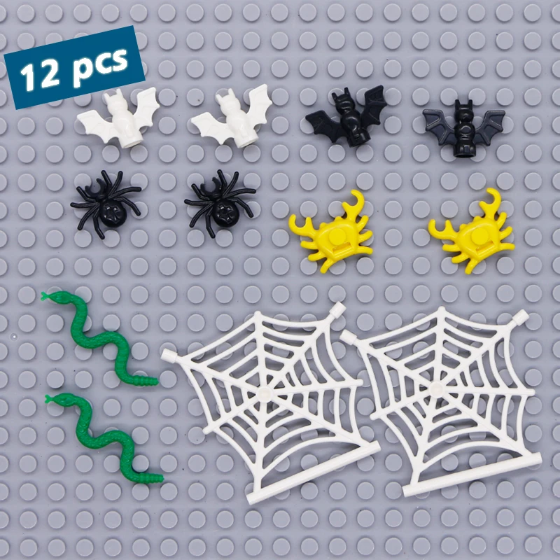 Набор строительных блоков в виде животных 12 шт. паутина летучая мышь краб змея