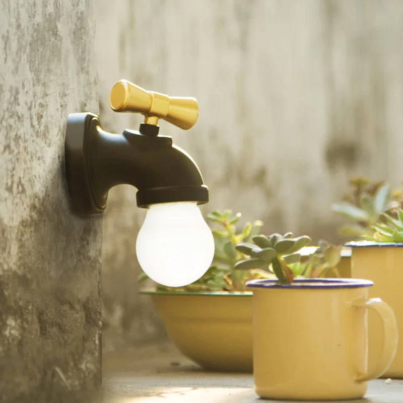 

Chargeable Wall Lamp Faucet Wall Light Outdoor Lighting USB Waterproof Bathroom Light Garden Wall Lights LED Mini Wall Sconce PC