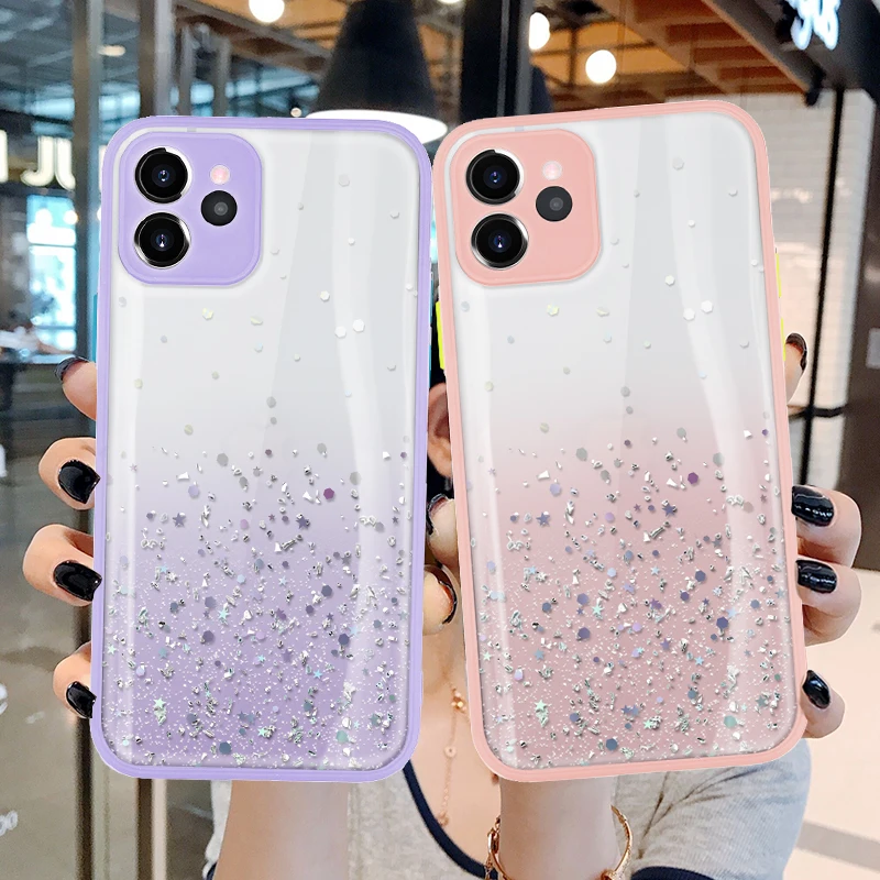 

Luxury Glitter Case For Xiaomi Redmi Mi Note 10 10S 9 9S 8 7 10T 9T 11 Lite Ultra Poco X3 NFC F3 M3 Pro Max 7A Bumper Back Cover