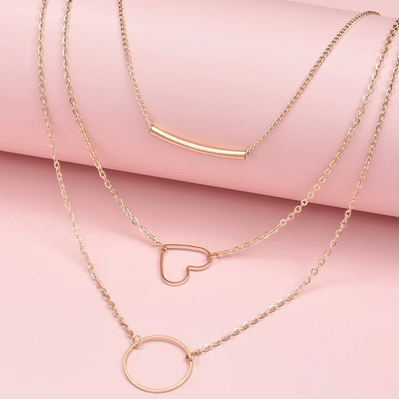 

New Fashion Necklace Women Jewelry Multi-layer Love Necklace Combination Accessories Punk Statement Necklace Wholesale