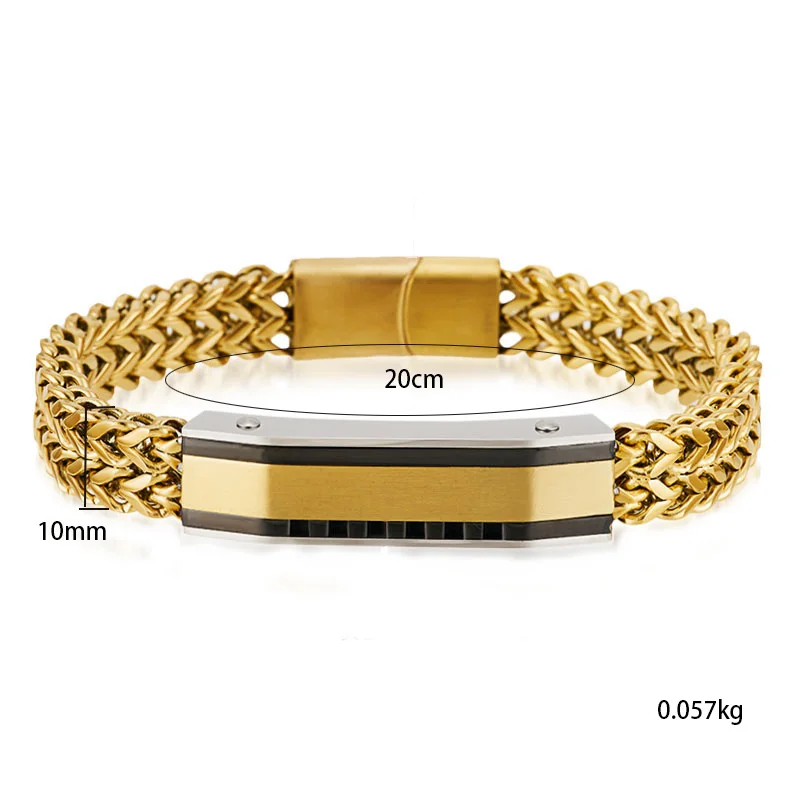 

10MM Wide Stainless Steel Bracelet Men's Gold Color Plated Wristband Mesh Link With Magnet Clasp Male Jewelry Accessories Gifts