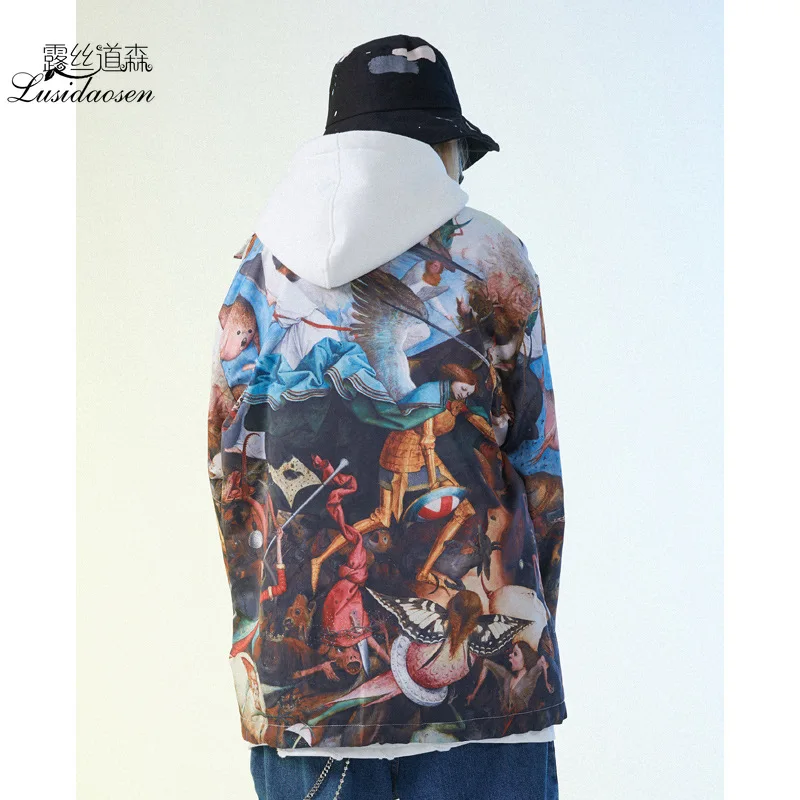 Опаляющая напечатанная картина маслом куртка для мужчин | Мужская одежда