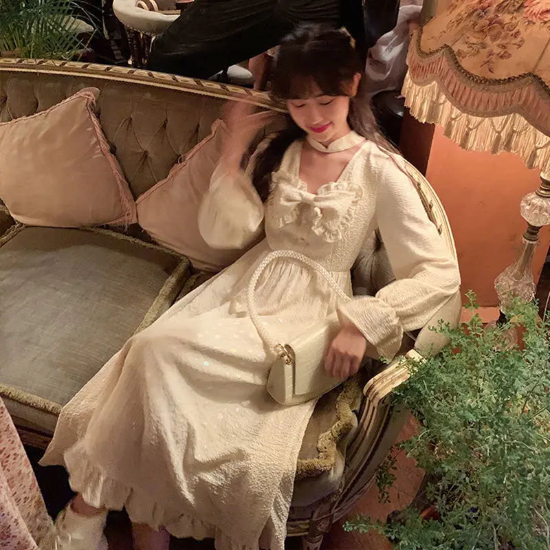 Удача французский платье феи в японском стиле мягкое милое с бантом для девочек
