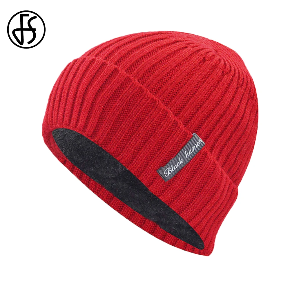 

FS 2021 модные корейские красные зимние вязаные шерстяные шапки для мужчин и женщин плюс бархатные шапки бини теплые уличные хип-хоп шапки
