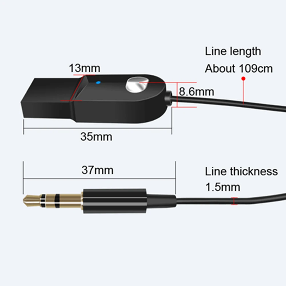 

C002 Auto Car 3.5mm Aux Stereo Audio Music USB Bluetooth Adapter Dongle Cable