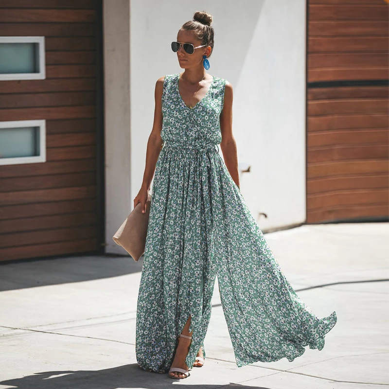 

Fashion Summer Maxi Dress Women Dress Floral Print Maxi Dresses Bohemian Hippie Beach Long Dress Women's Clothing Free Shipping