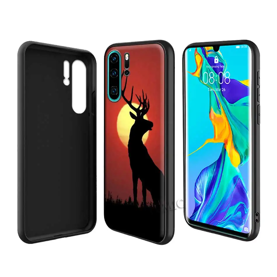 

TPU Case for Huawei P30 P40 Lite E P10 P20 Pro P Smart Z Plus 2019 Black Silicone Phone Cover Deer Hunting Camo