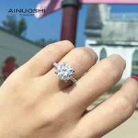 ainuoshi 925 sterling silver 3 carat round cut sona diamond engagement rings for women exquisite anniversary wedding rings
