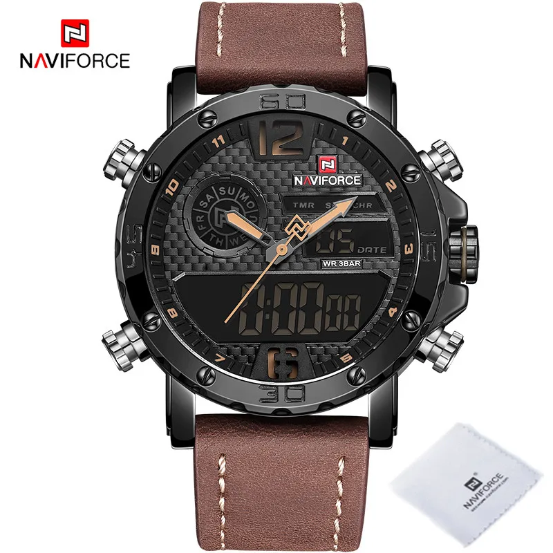 

Direct Selling 2021 NAVIFORCE Best Selling Men's Watches Casual Fashion Dual Display Quartz Analog Auto Date Waterproof Watches