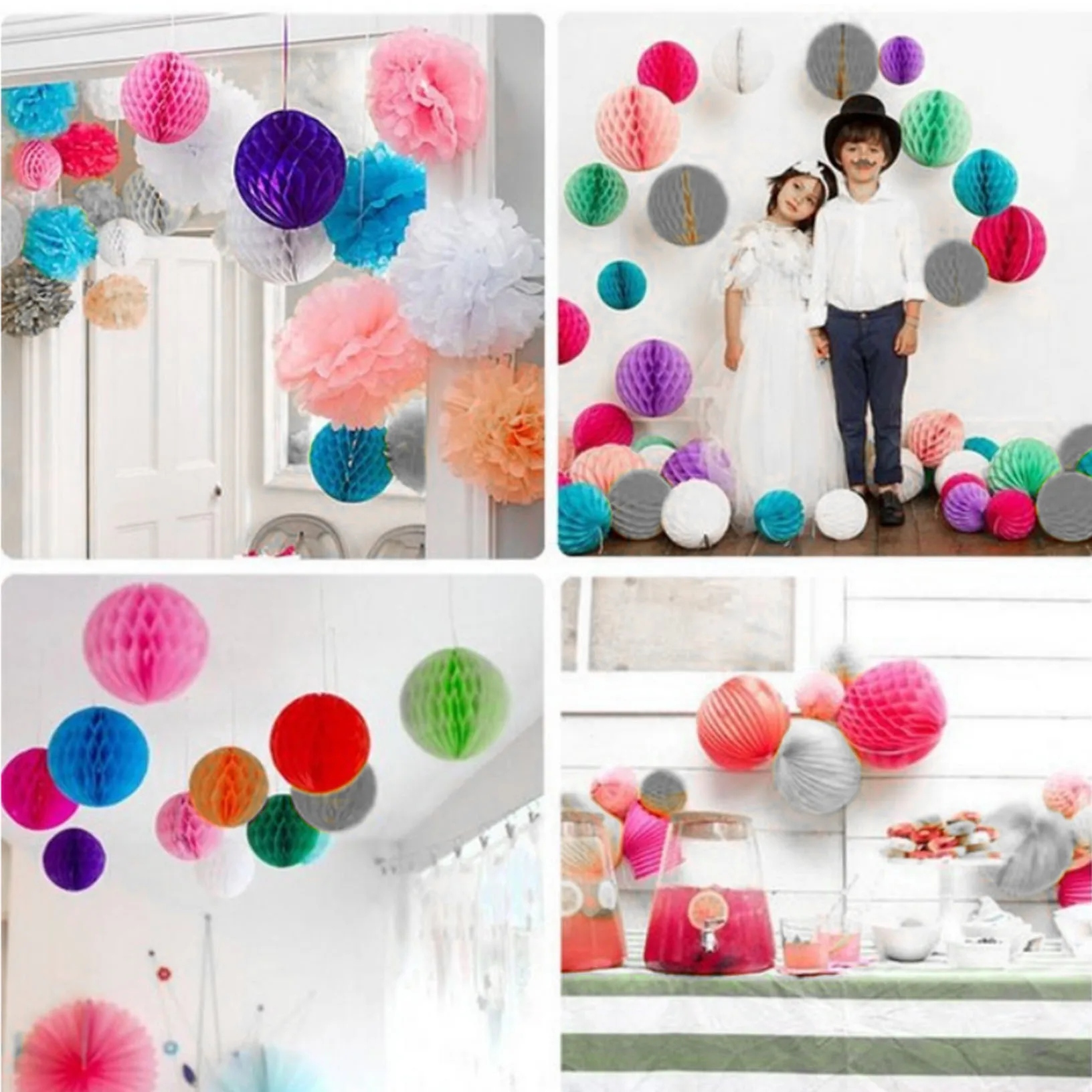 12 шт. смешанные мятно зеленые коралловые белые салфетки Pom Poms бумага фонарь