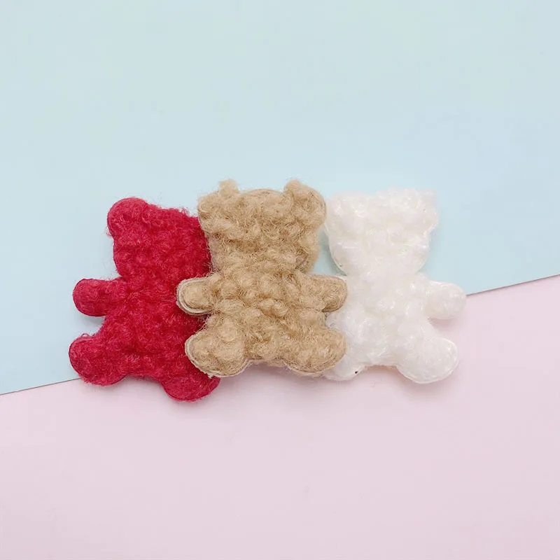 

24Pcs/Lot Double Fur Bear Padded Applique For DIY Clothes Hat Sewing Supplies Hair Clip Accessories Christmas Decoration Patches