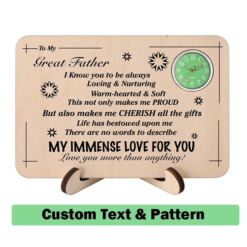 Деревянные часы моему отцу прямоугольные настольные с изображением