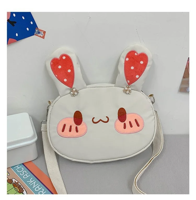 

Animation surrounding cute soft cute rabbit pearl chain soft girl student messenger bag funny personality bag