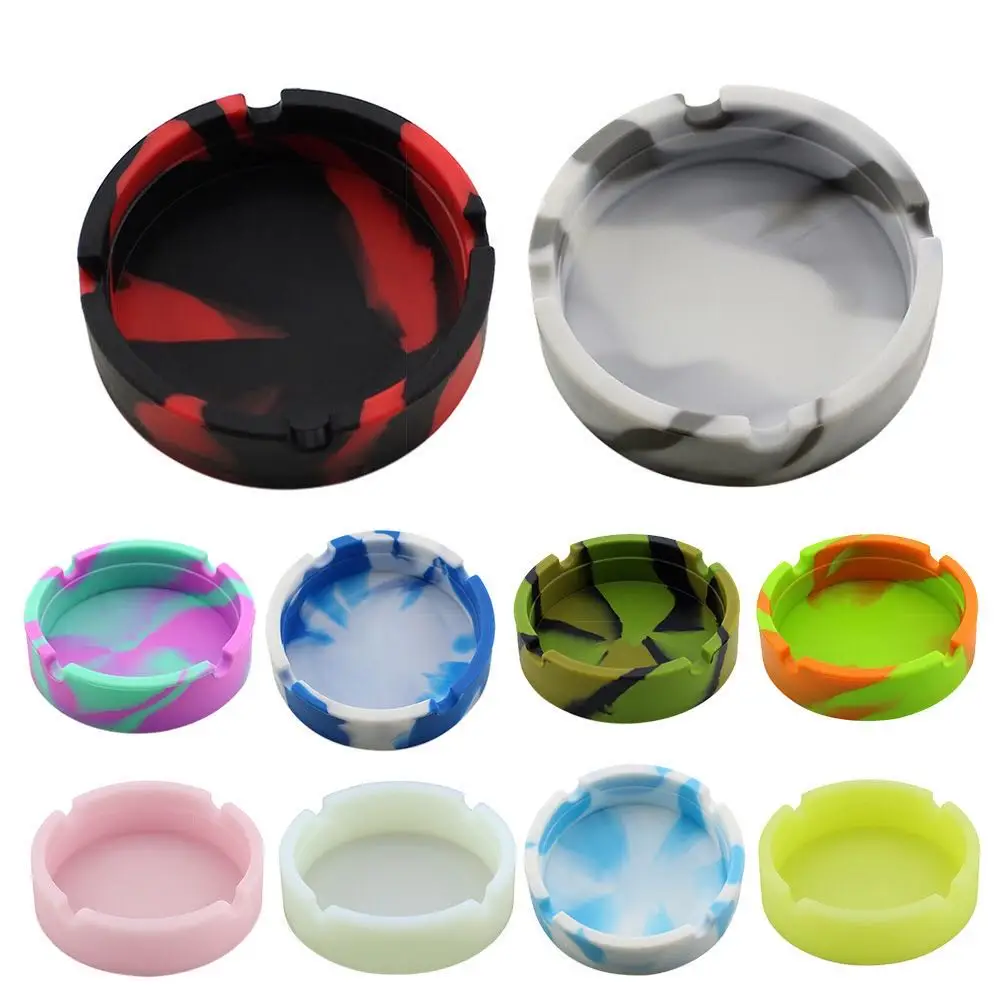 

1pcs 10 colors Glow In The Dark Luminous Silicone Soft Ashtray For Smoking Cigarette Cigar