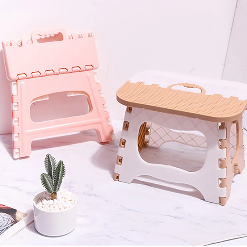 

Folding Stool Anti-slip Safe Furniture Stool With Handle Home Travel Use Outdoor Camp Folding Stool Many Colors