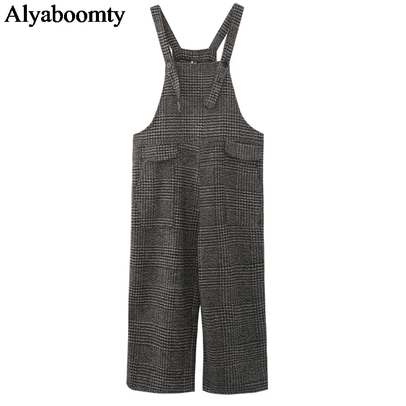 Японский Мори девушка осень зима женские комбинезоны подтяжки плед l Свободные