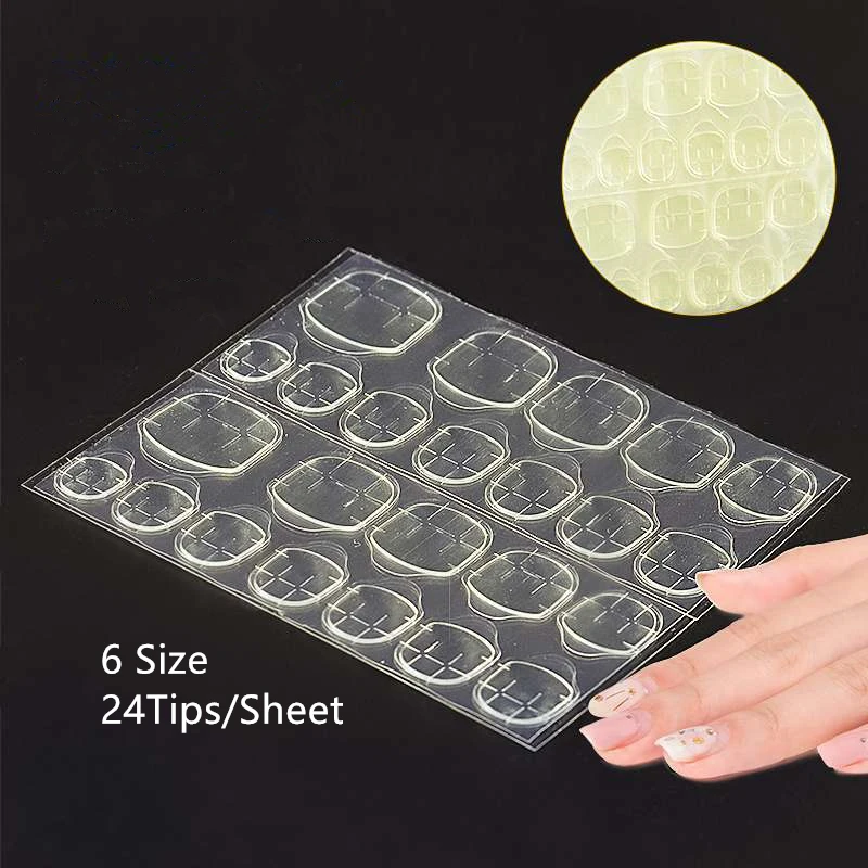 10 листов/240 шт Желтый Двухсторонний ложный клей для накладных ногтей клейкая