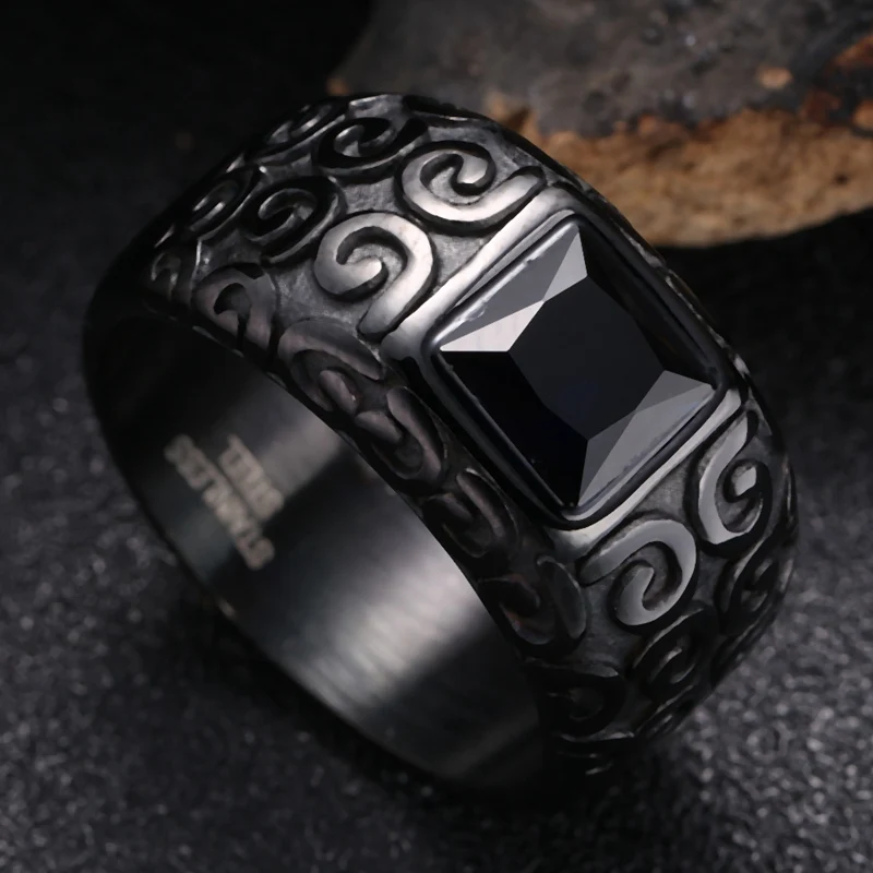 Для мужчин в стиле хип хоп кольцо 316L фляжка из нержавеющей стали черное