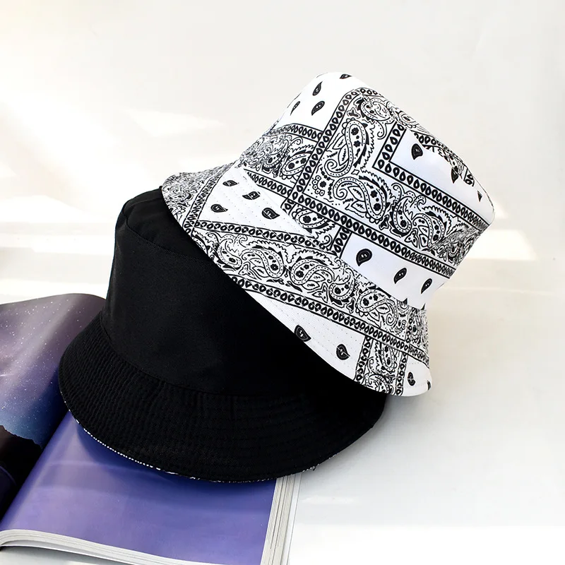 

Retro Tide Cashew Flower Printed Fisherman Woman Hat Street Fashion Foldable Basin Hat Double-sided Personality visor Wholesale