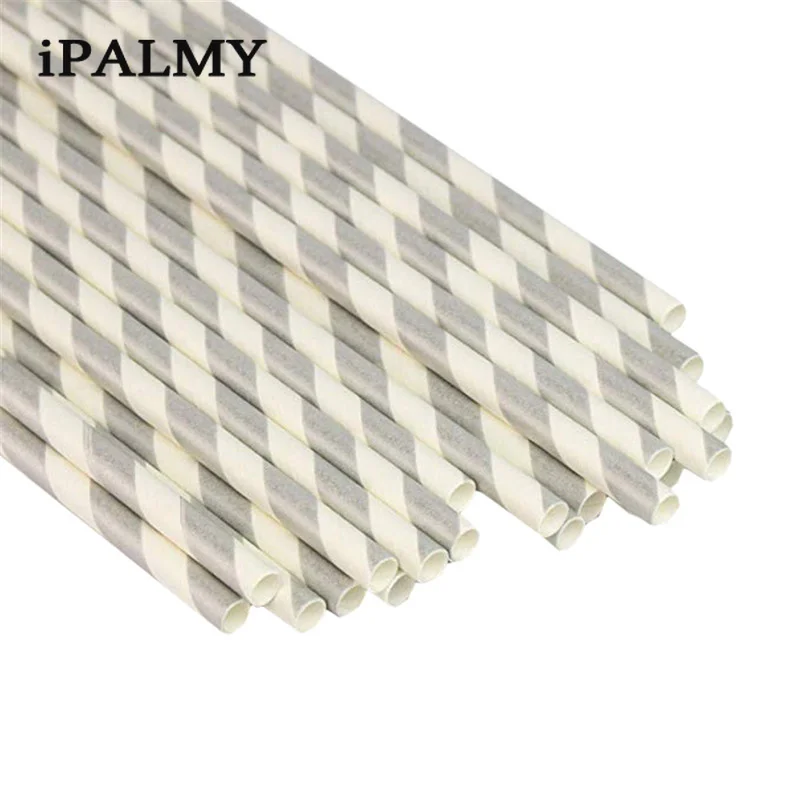 100 шт. экологически чистые биоразлагаемые полосатые соломинки ipalmay розовые