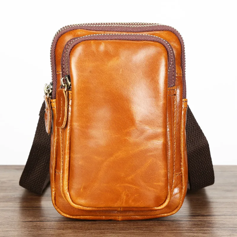 Waist Bag for Men Belt Bag Genuine Leather Men's Purse Fanny Pack Crossbody Bag Male Luxury Shoulder Tote Travel Bum Bag Pouch