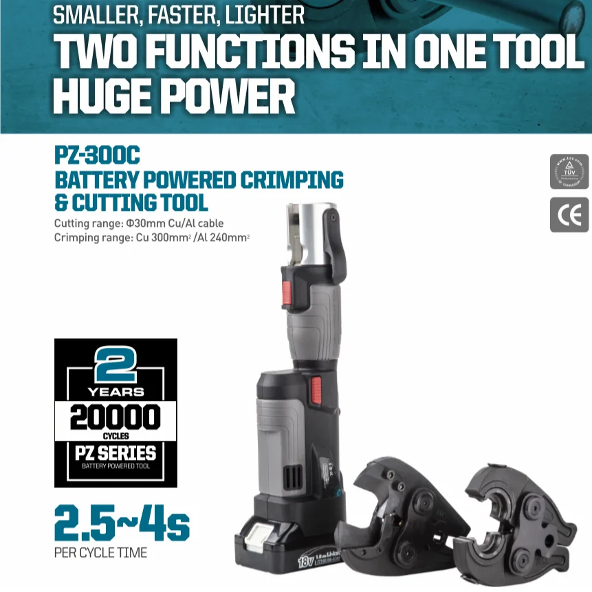 

ODETOOLS PZ-300C Cordless Multifunctional Hydraulic cable crimping tool and cable cutting tools