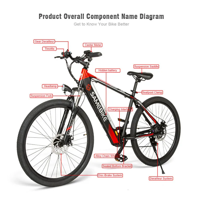 Горный велосипед Samebike SH26 26 дюймов для взрослых городской внедорожный горный