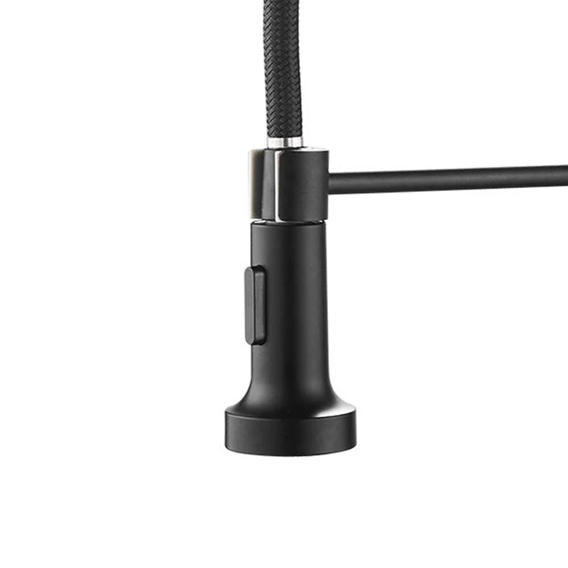 

Kitchen Faucets Commercial Solid Brass Single Handle Single Lever Pull Down Sprayer Spring Kitchen Sink Faucet, Matte Black