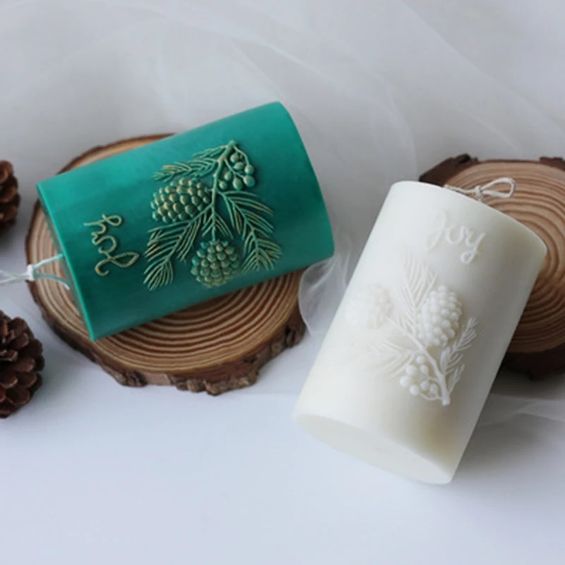 

3D Cylinder Pine Cone Candle Mold Silicone Clay Soap Mould for Making Soy Wax E56C