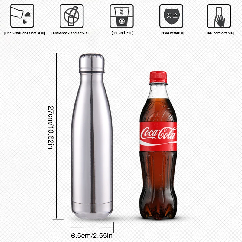 500 мл модная бутылка для воды из нержавеющей стали Детская школьная