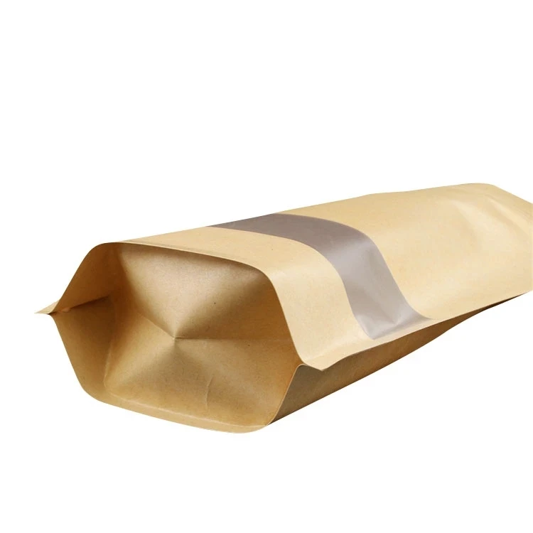 Водонепроницаемые бумажные пакеты на молнии коричневые с окошком 10 шт. пригодные