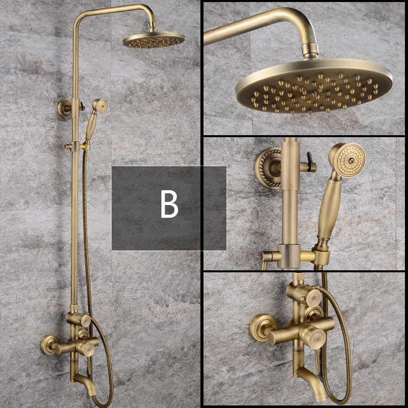 Набор античных латунных смесителей для душа поворотная насадка ванны и 8 дюймов