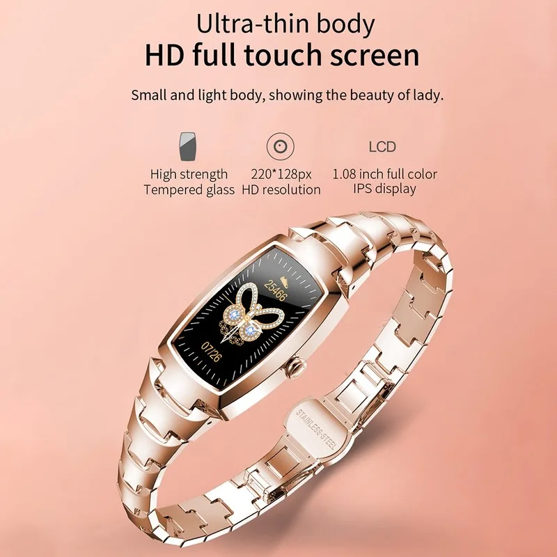 

2021 H8 pro Smart Watch Women Fashion Lovely women's watches Heart Rate Monitoring Call reminder Bluetooth Band for IOS Android