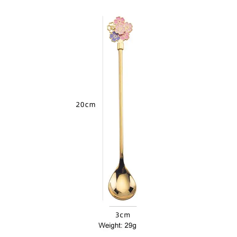 

Stainless Steel Spoon Kitchen Coffee Spoon Long Handle Small Round Dessert Spoon Mixing Spoon Seasoning Mug Spoon For Home Cafe