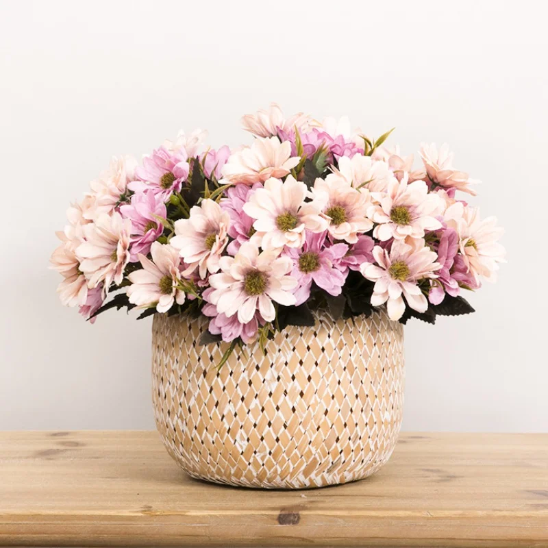 1 шт. шелковые искусственные цветы Винтаж картина маслом Стиль букет ромашек для