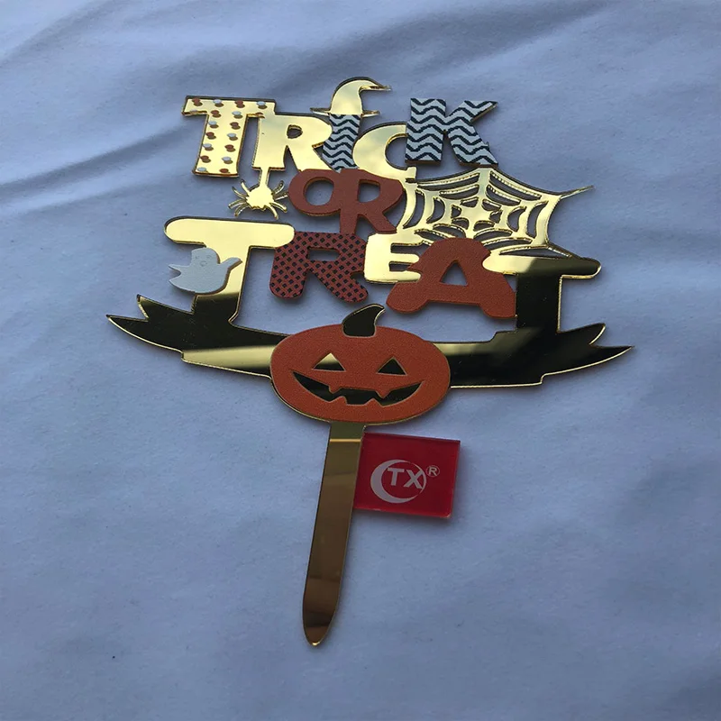 

Halloween Funny Face Pumpkin Acrylic Cake Toppers Black Pumpkin Elf Baking Cake Toppers for Halloween Party Cake Decor Supplies