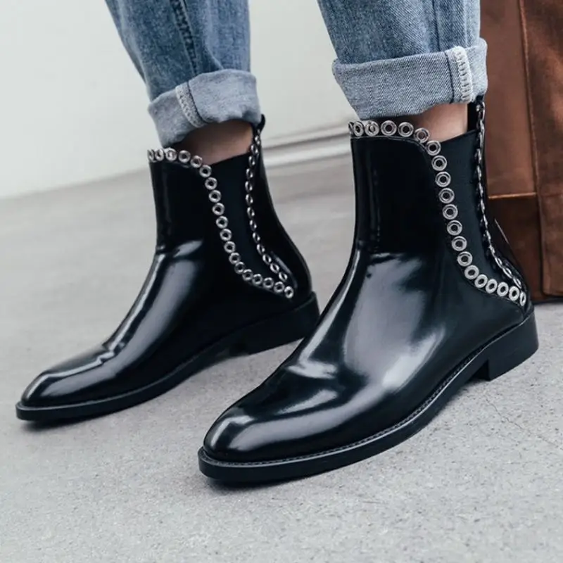 RIZABINA Comfortable Woman Real Leather Metal Ankle Boots Winter Autumn Black Casual Shoes Hot Sale Botas Size 34-40 | Обувь