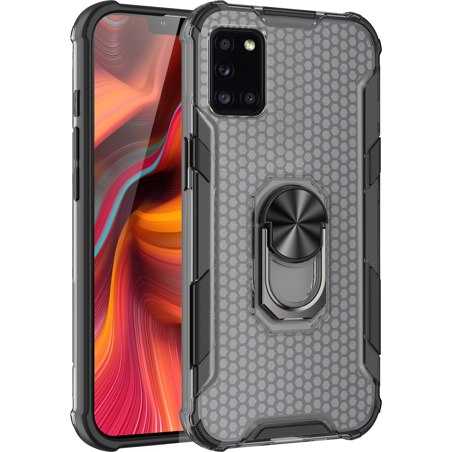 

Phone Case For Samsung Galaxy Note 10 20 A51 A71 A81 A21 A31 A11 A21S A02S A12 Pro Lite Ultra 4G Transparent Ring Stand Cover