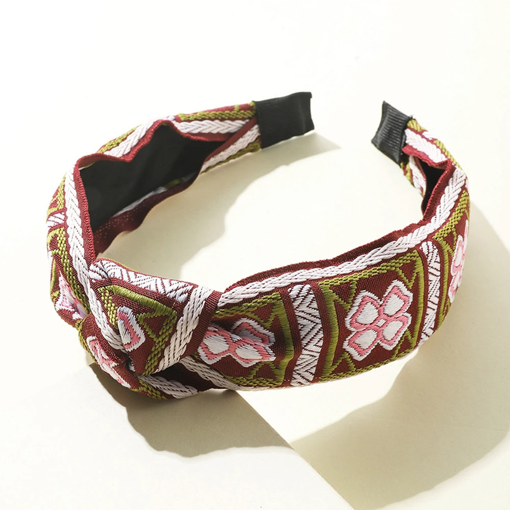 

1 Pcs Knotted Embroidery Geometric Figure Headbands For Women National Style Hair Accessories Hairband Head Wrap Wholesale