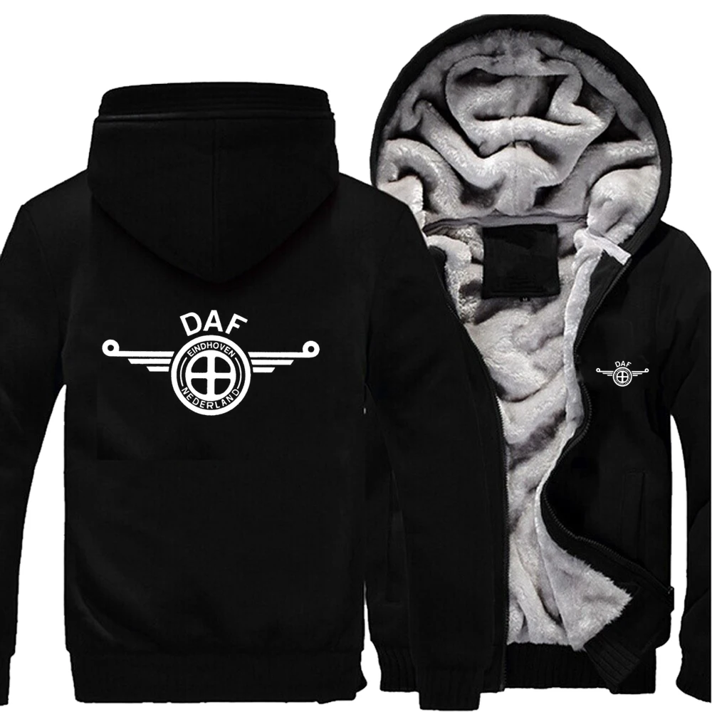 

DAF Logo Hoodies Mens Zipper Jacket Coat Fleece Fashion Thicken Man Long Sleeve Sweatshirt Pullover 7 Colors